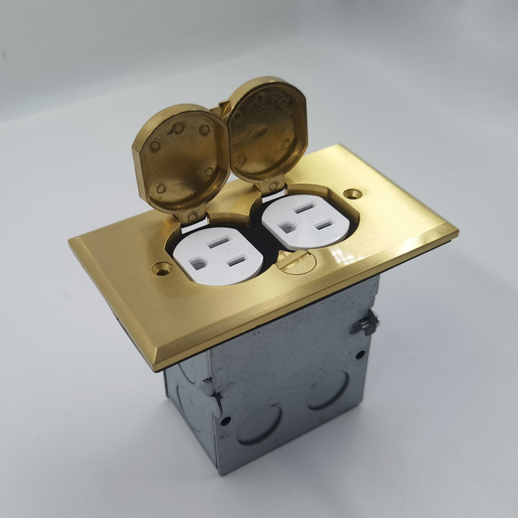 Cross-border brass silver-covered power outlets 125V/15A standard TR embedded floor plug box