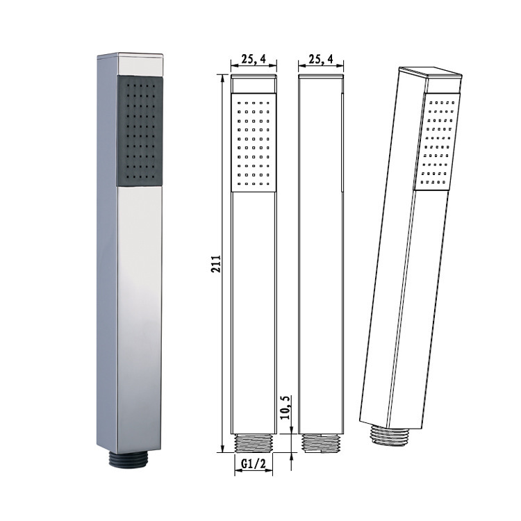 卫生间浴室花洒 手握式花洒 方形铜手持花洒 酒店家用手提花洒