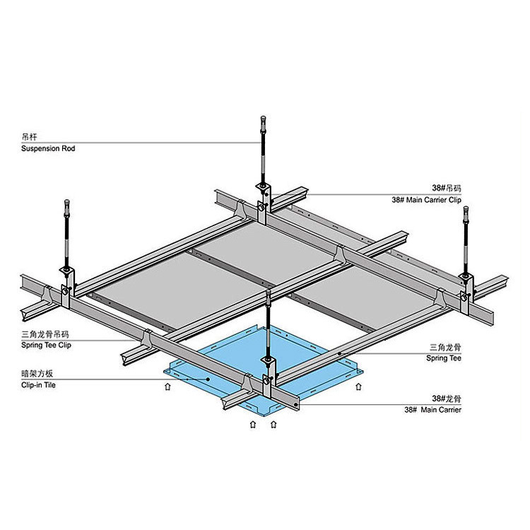 Supply of aluminium button ceiling ceiling 600*600mm station, hospital sprayed anti-fouling aluminum buttons for distribution.