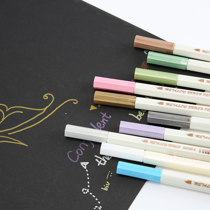 Stasta 6551BR metal mollusk pens, bead-lamented soft paints, color marks, pen 10 colour boxes.