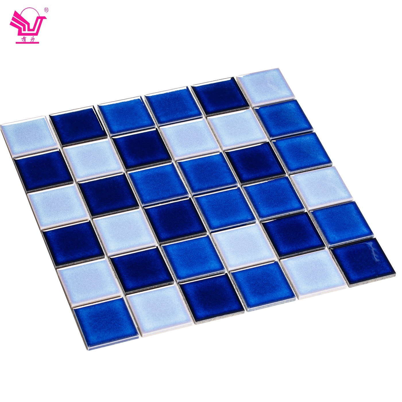 Wholesale ceramics, 3-colour blue swimming pool Marseic 48x48mm background wall-walling hotel engineering puzzle tiles