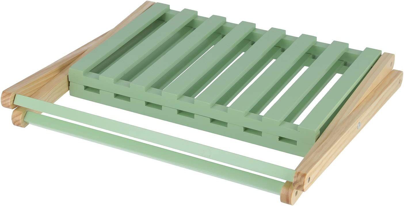 Supply folder 45 cm wide, 32 cm high, natural color, 2 floors, wood, pine green.