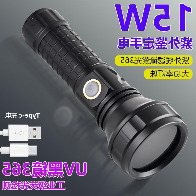 Cross-border new 365NM UV identification aluminum alloy light flashlights Type-c charge