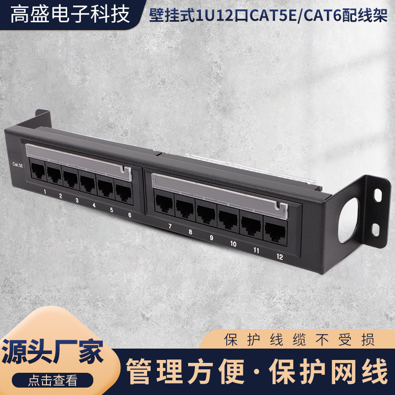 批发 源头厂家 PC冷轧钢FR4铜 壁挂式1U12口cat5e/cat6配线架