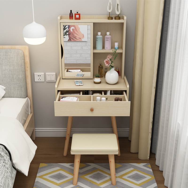 Nordian dresser, small-door, red-skinner, modern-day make-up table.