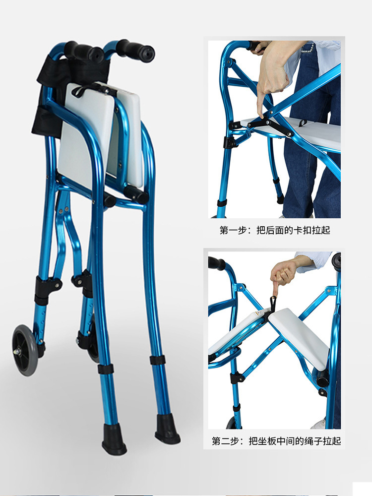 The old man with the little pusher, the old man with the four feet and the crutches, stand up.