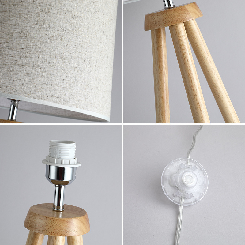 Cross-border, Nordic wooden linen stand-up lamp, led-down light for the living room