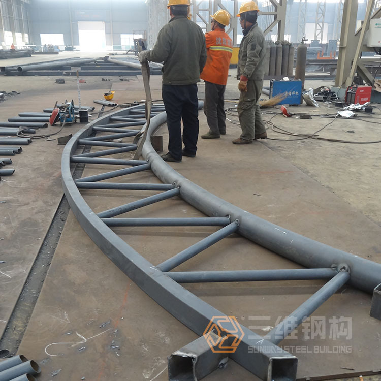 3-D steel bearing arc-type H steel pole processing Shandong steel structure