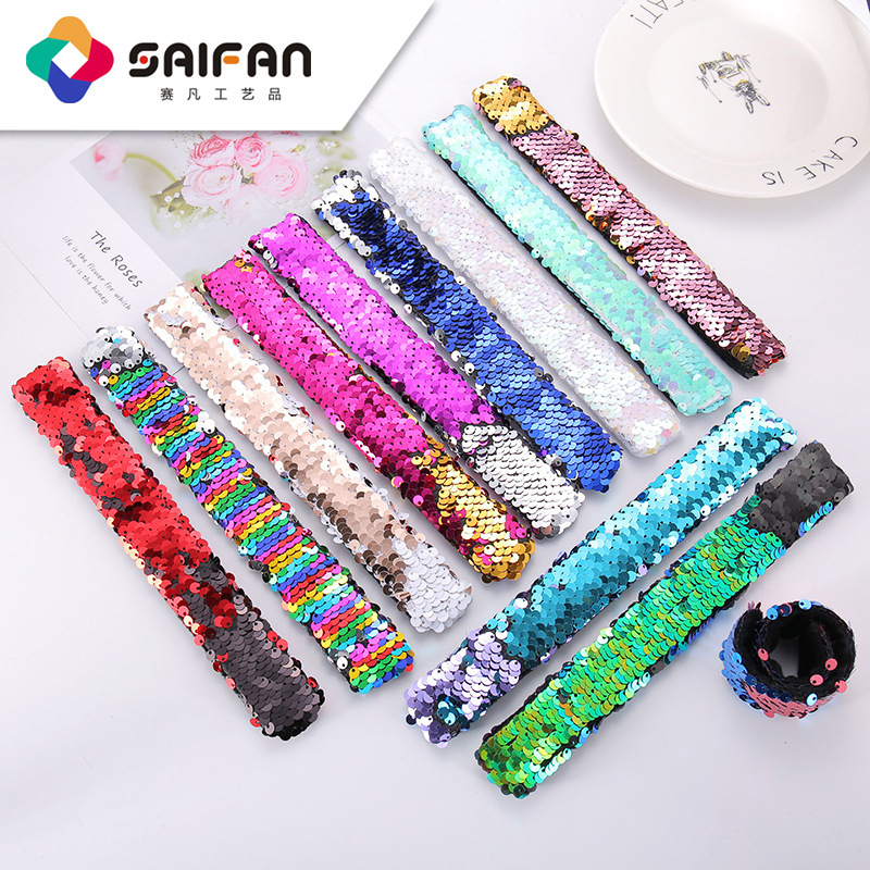 Cross-border Amazon Omega Cartoon double-coloured mermaid crack-and-blank bracelets with children's wholesaled wrists.