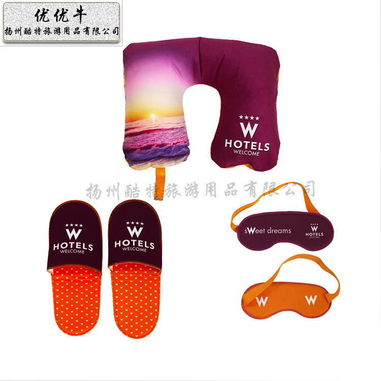 Portable tourism, three treasures, digital printing travel kits, U-type inflatable pillows.