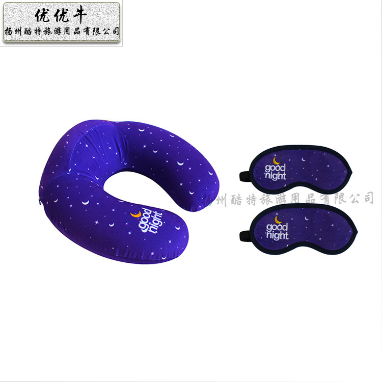 Portable slow memory pillows with a u-type neck-sleeping pillow with a multi-purpose travel pillow kit