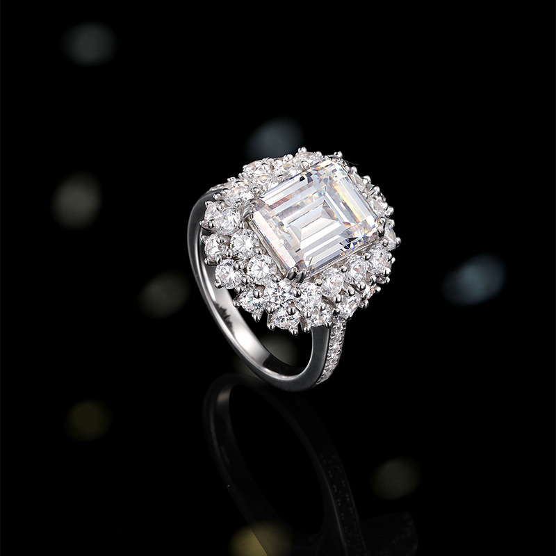 S925 The original silver spring design, the grandmother's green cut ring, has a new high-temperature ring.