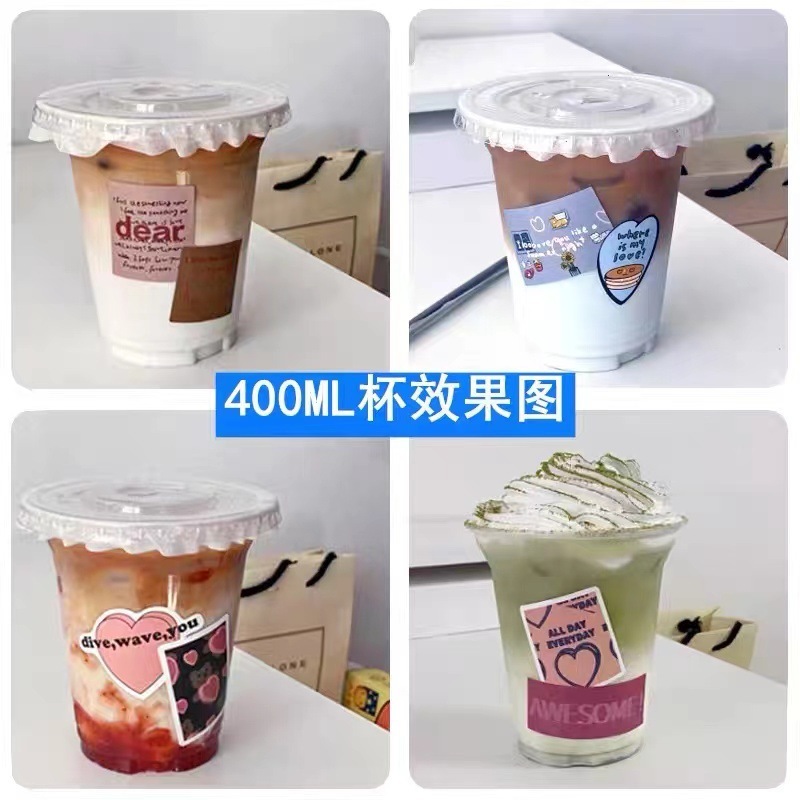 90 cà phê đỏ và tách trà trang trí bằng nhãn dán.