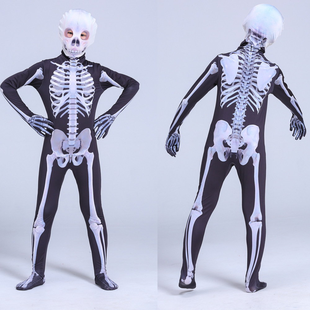 Halloween costumes, children, skull costume skeletons, horror games, baby party cosplay costumes.