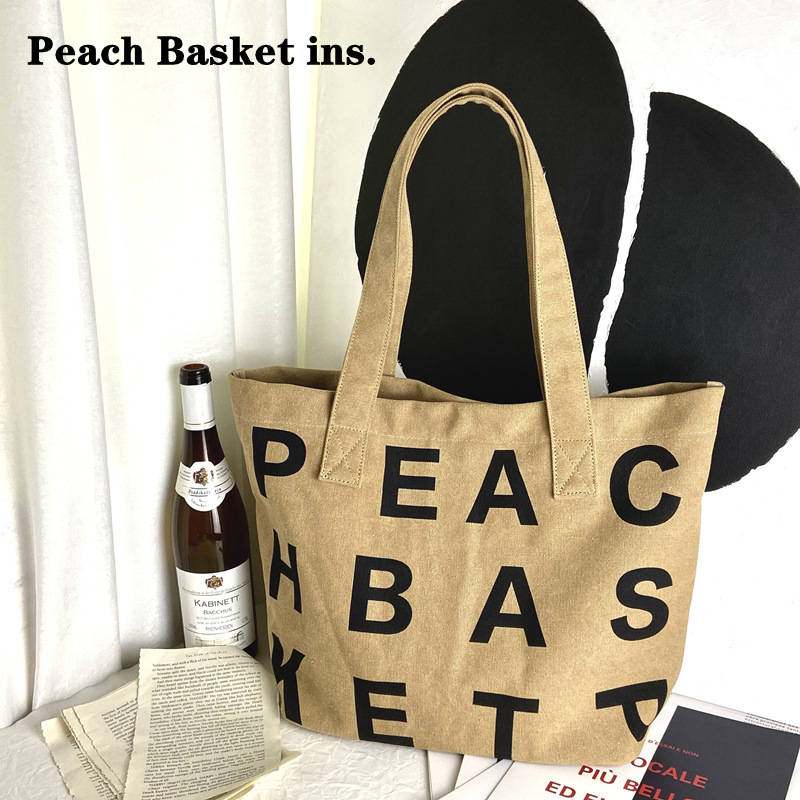 廣州琪飛貿易有限公司 PeachBasket帆布包百搭單肩簡約托特包