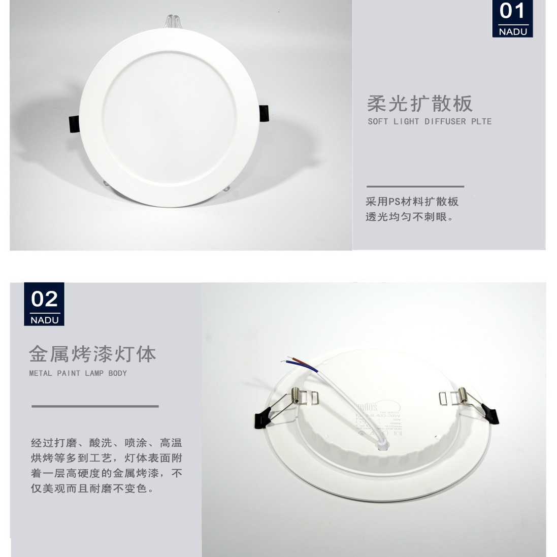 LED超薄筒灯6寸嵌入式家用天花灯三色变光客厅吊顶孔洞灯面板灯