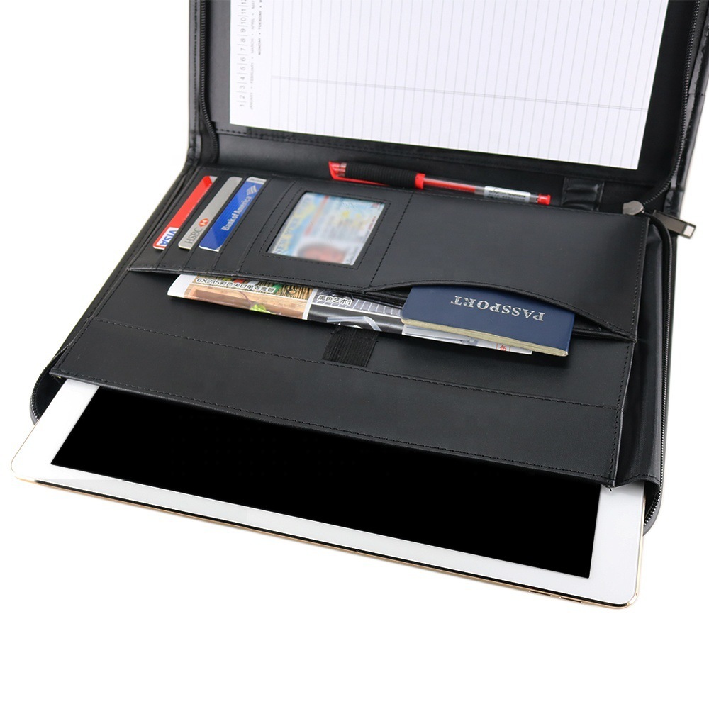 Leather combination, male and female zipper, A4/iPad leather Padfolio business folder receiver