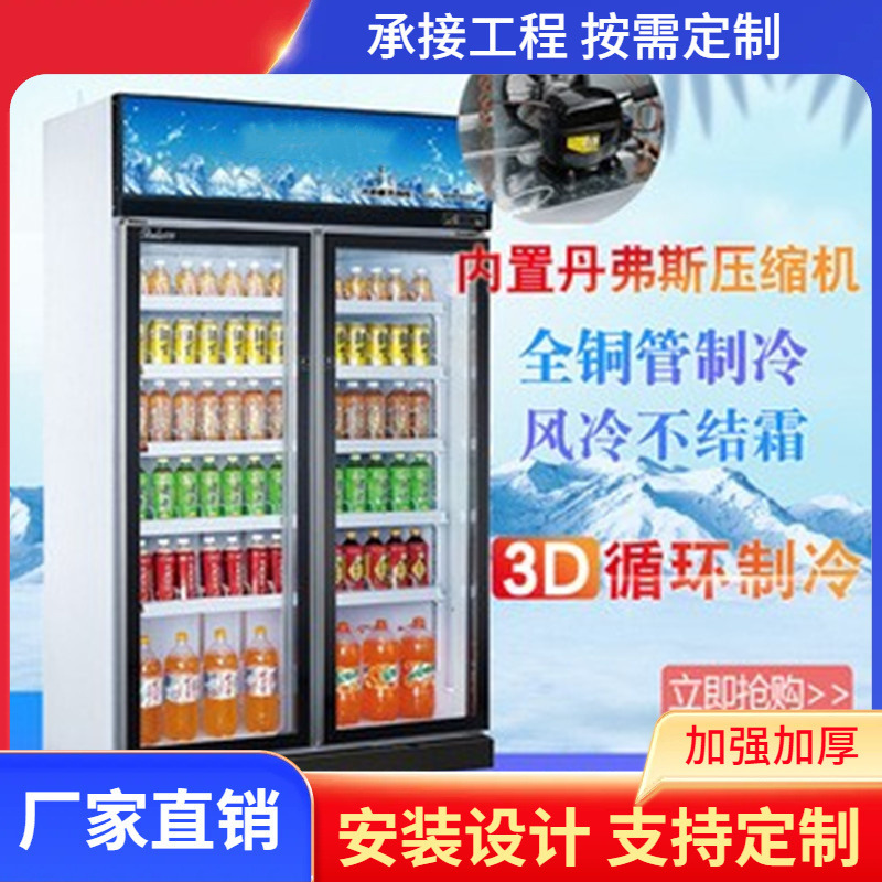 Two supermarkets, a cupboard of fruit and flowers, and a commercial freezer, Guangzhou.