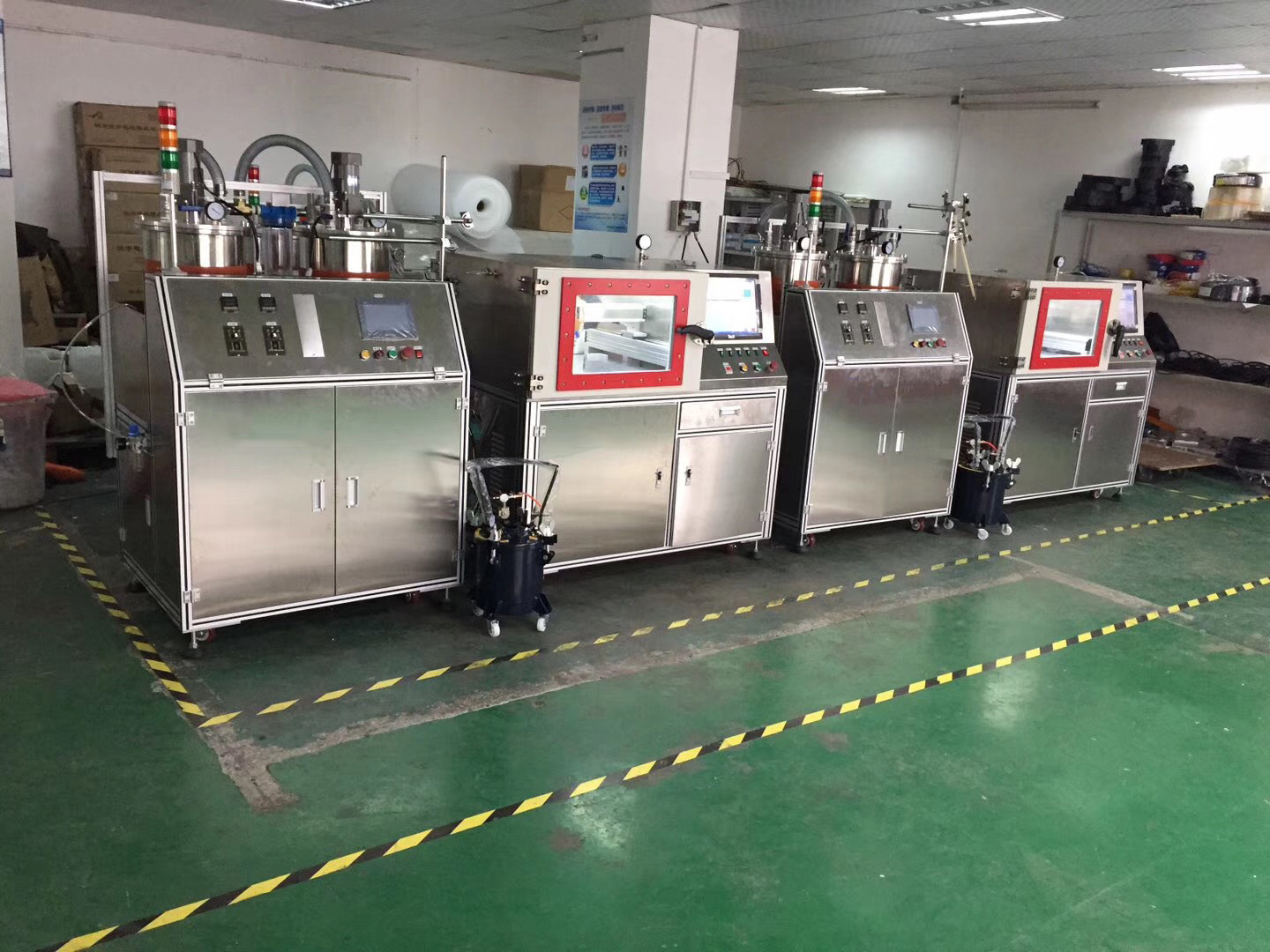 Full automatic vacuum emulsifier, two liquid dot press, bubbles, epoxy abgel sealer.