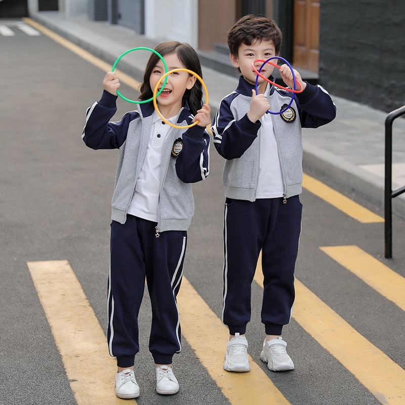 幼兒園園服春秋裝三件套新款英倫風中小學生校服兒童老師班服