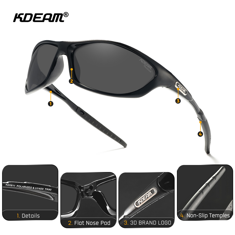 KDEAM's new super light TR90 light sunglasses, outdoor cycling glasses, 3D metal logo KD0811