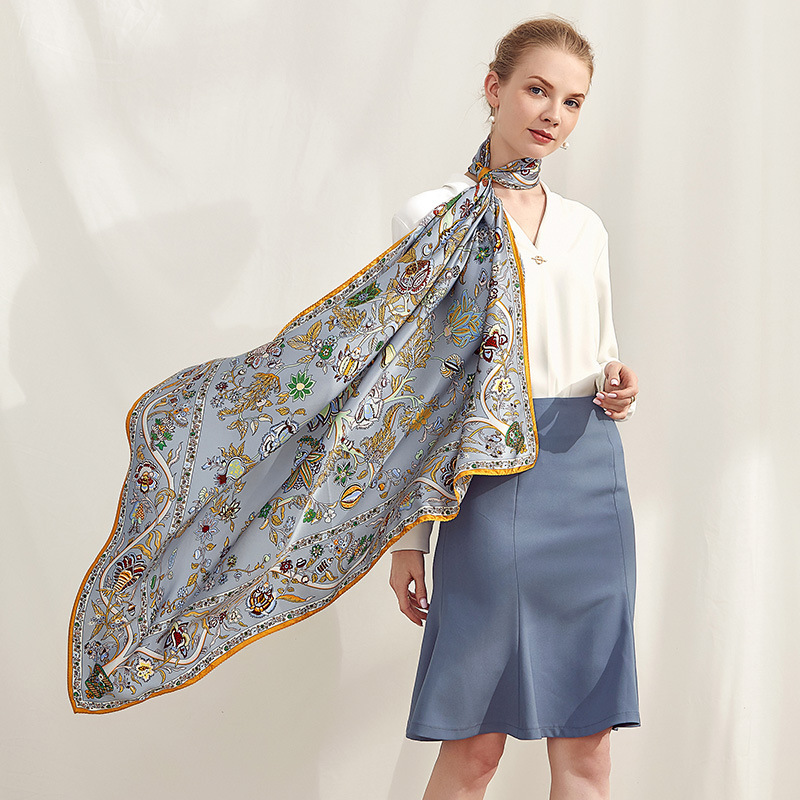 The new Hangzhou silk scarf factory has made custom lady high-end scarves.