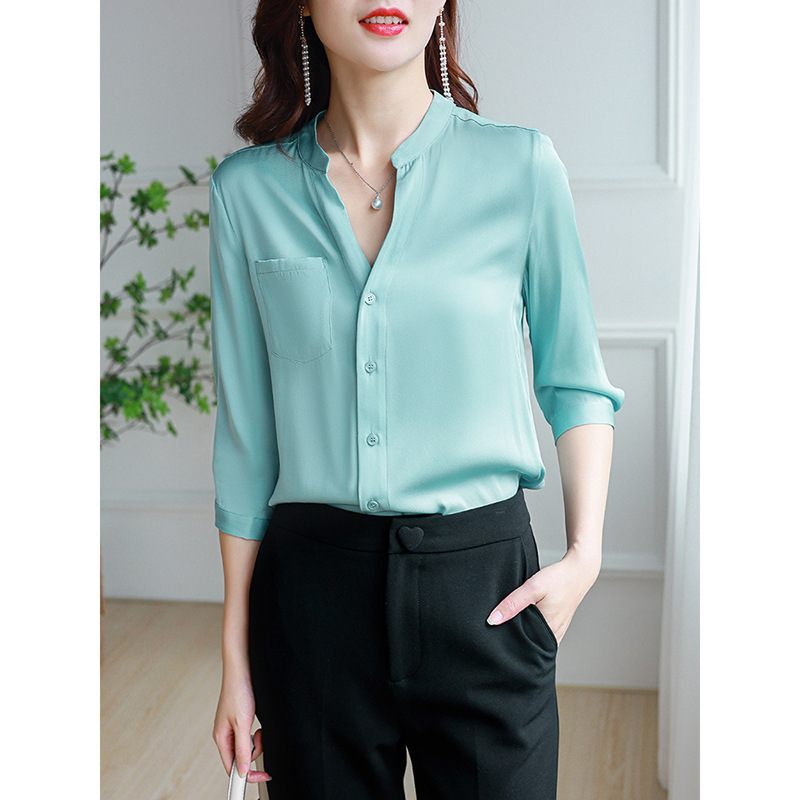 Áo lụa dài 7 phút, áo sơ mi Pháp được thiết kế lại cao cấp, áo lụa mềm, mùa thu