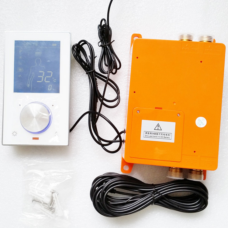 Showscreen smart panel temperature control valve shower suite. Fluid temperature controller.