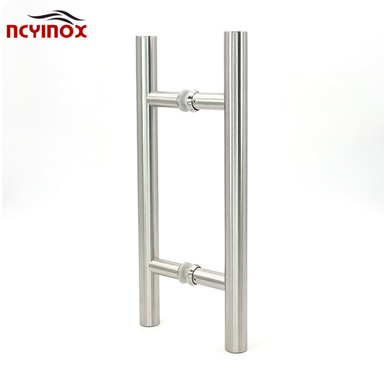 Thicken-barrel 304 stainless steel glass door pulls hand, wholesale office steel glass pushes doorknob