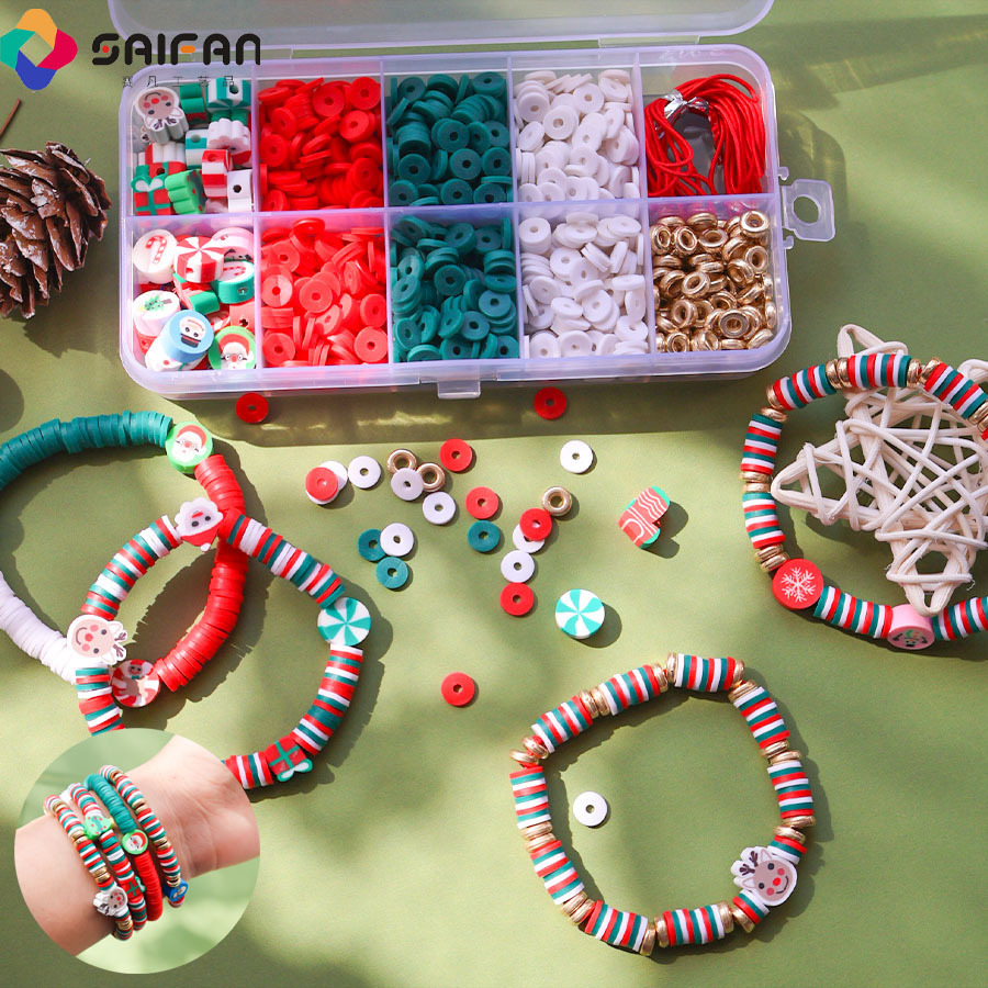 Cross-border soft pottery Christmas Diy beads, hand-packed with a string of bead bracelets, covered in palms