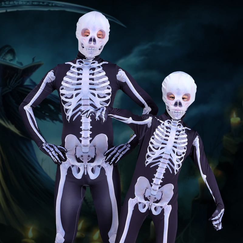 Halloween costumes, children, skull costume skeletons, horror games, baby party cosplay costumes.