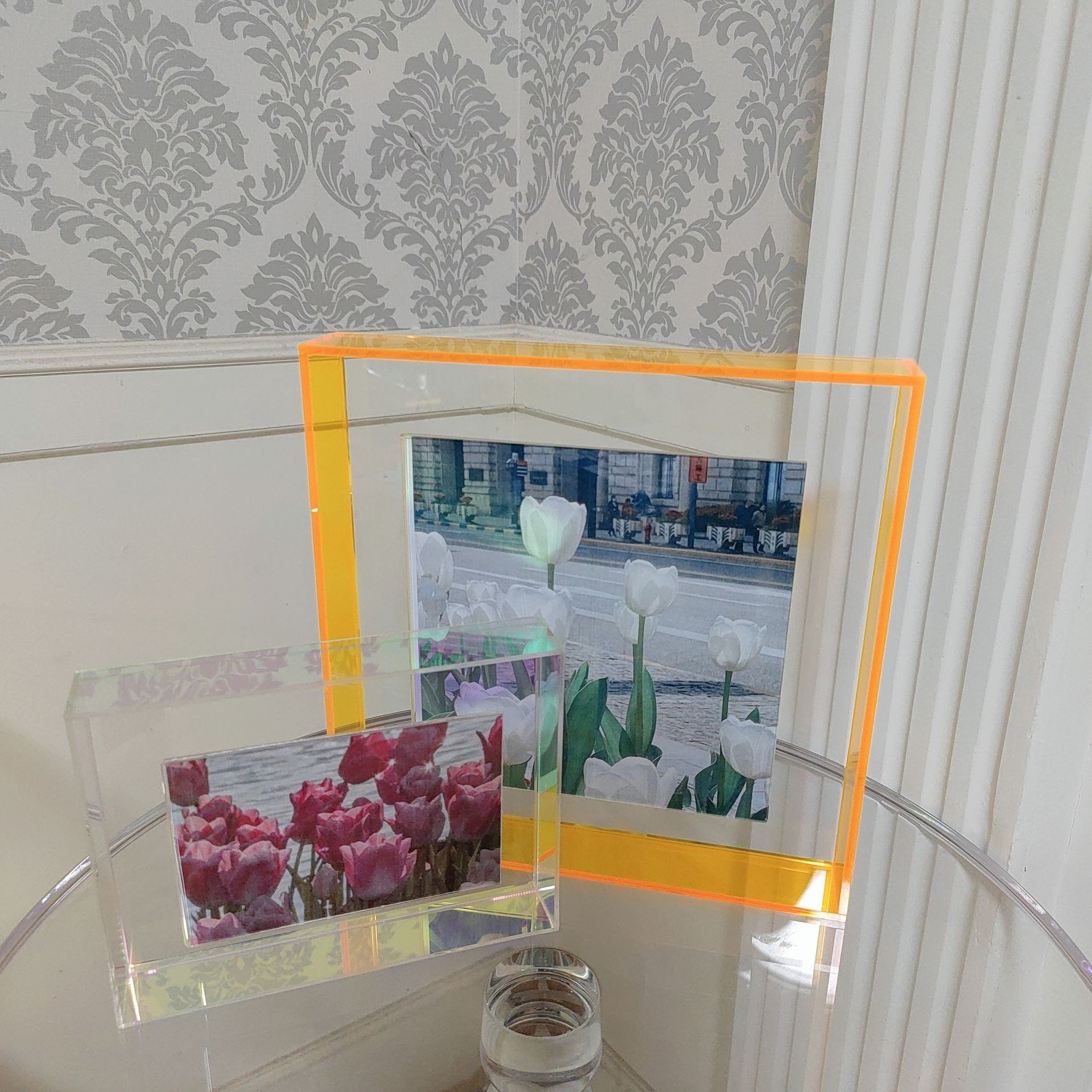 Light Luxury Aclik Transparency Photoboxa4a3 Large-size Creative Photo Frame with Modern Wind Tray on Wall