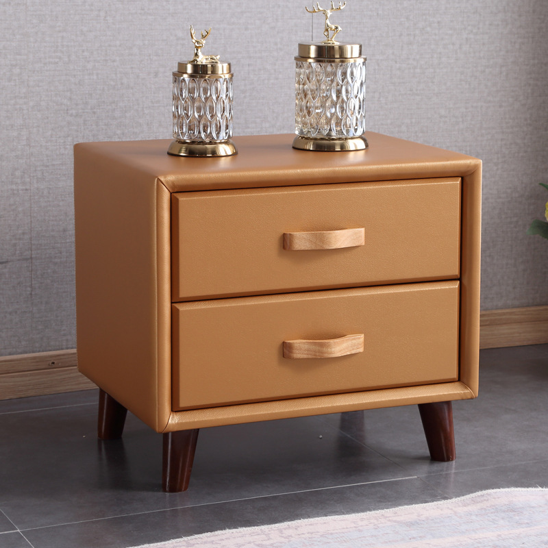 The Nordic bedside cabinet is a modern wood-coated, simple bedroom bedside storage system.