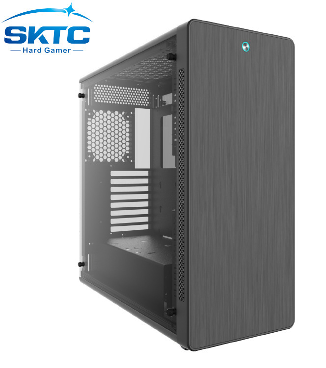 SKTC Q6全铝ATX/E-ATX加大板大电源游戏机箱钢化玻璃侧透高端台式