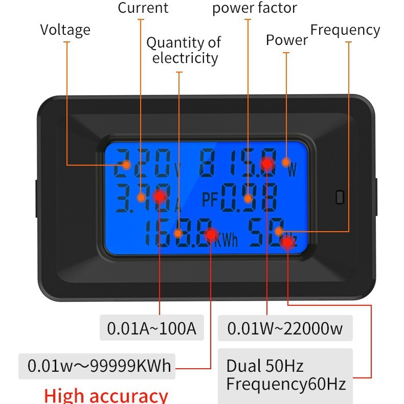 廠家直供電壓表家用多功能電度表交流數顯電力監測儀電壓電流表