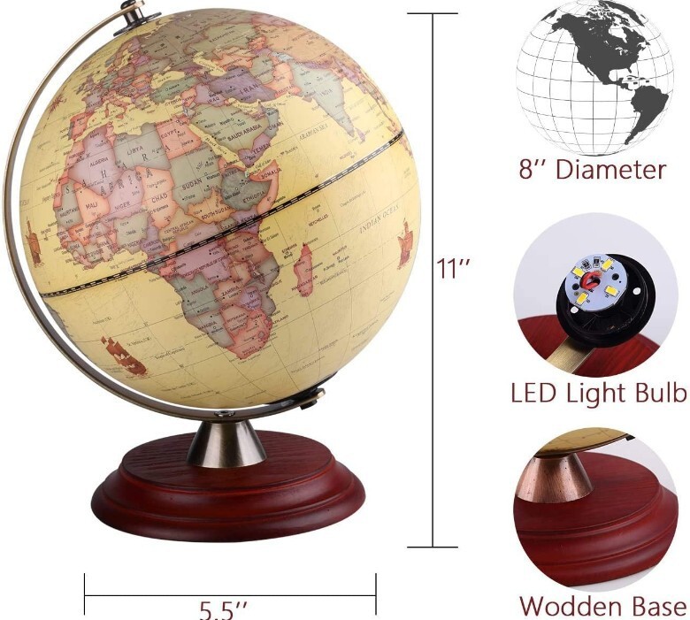 Electrician 25CM Globe Chinese student retro-luminescent LED lamp set in UK, USA