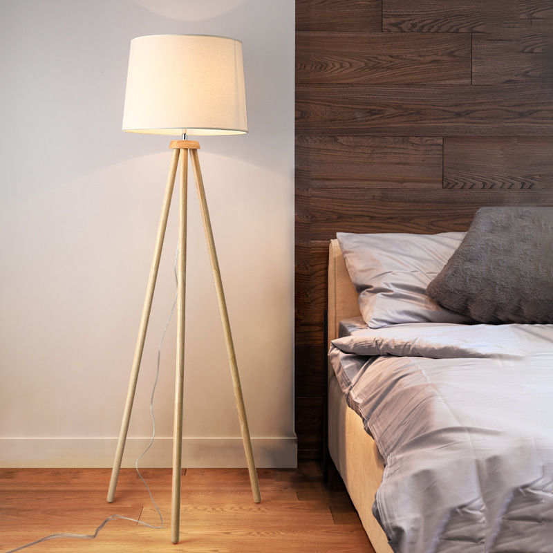 Cross-border, Nordic wooden linen stand-up lamp, led-down light for the living room