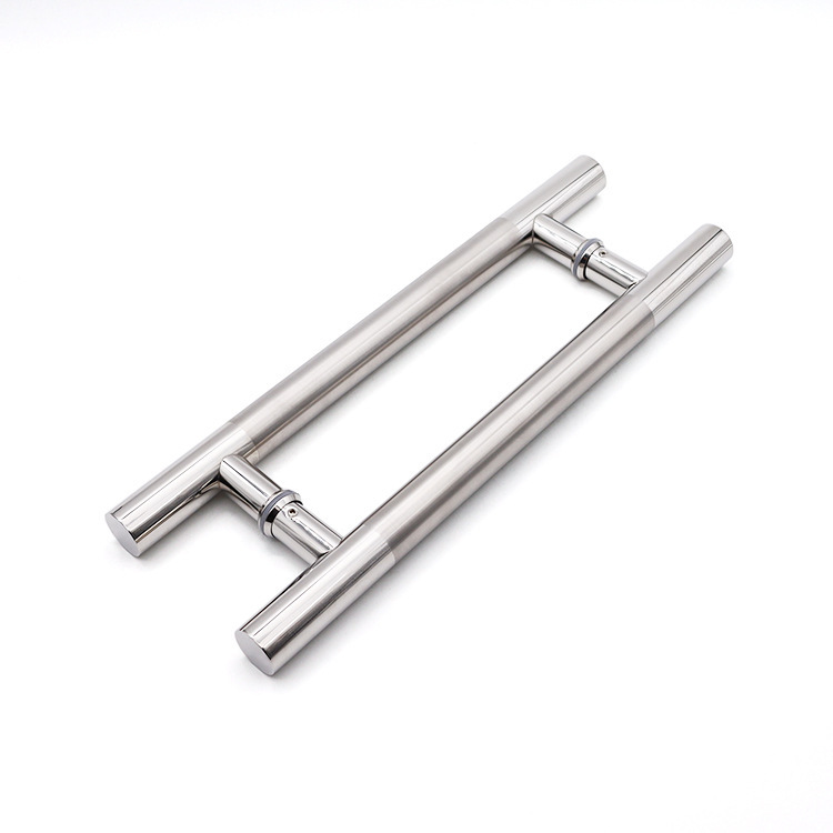 Thicken-barrel 304 stainless steel glass door pulls hand, wholesale office steel glass pushes doorknob