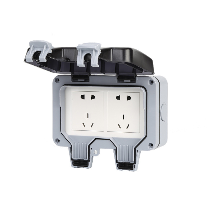 Outdoor waterproof plug-in box flipped double plug IP66