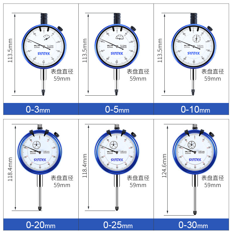 Syntek pointer percentage table of 1,000 points indicating high precision 0.01 mm set of headers 0-10 mm