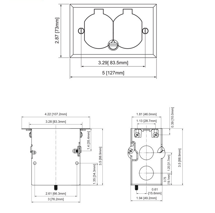 跨境黄铜银色翻盖电源插座125V/15A美标TR嵌入式地板插座盒子