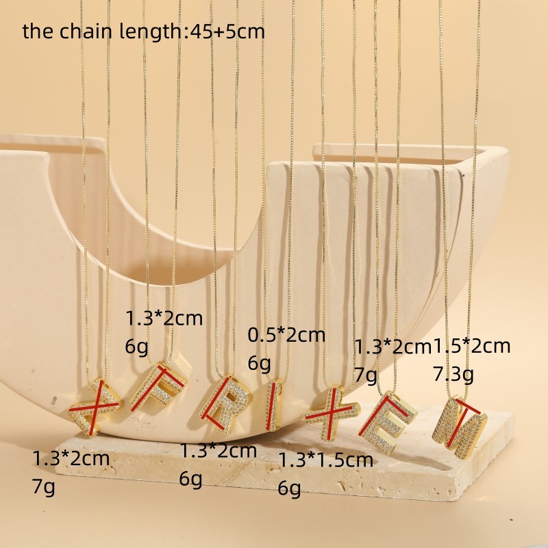 歐美跨境飾品時尚簡約鋯石吊墜26英文字母項鍊小衆氣質百搭鎖骨鏈
