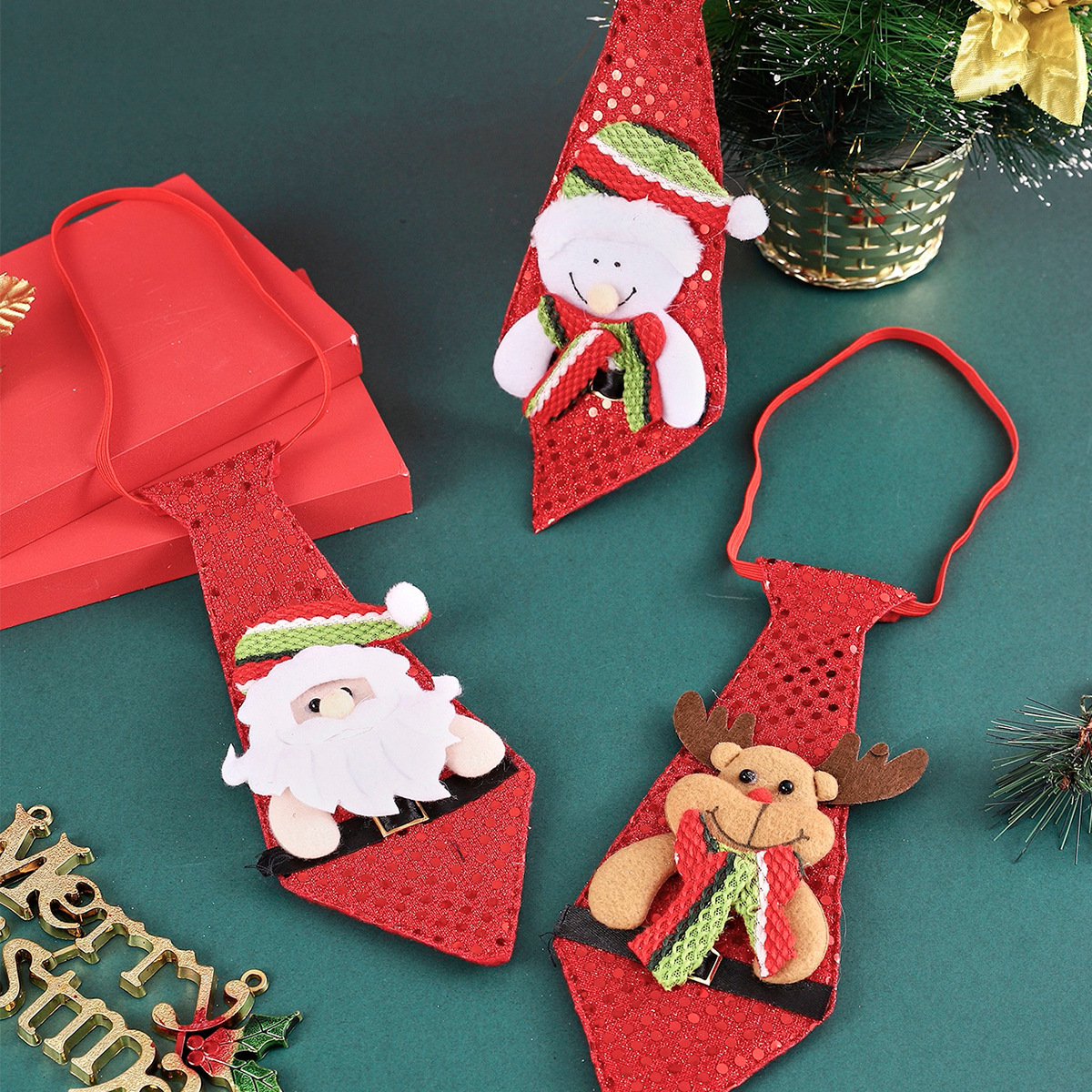 Christmas decorations for Santa Claus snowy moose with an adult child creative gift tie