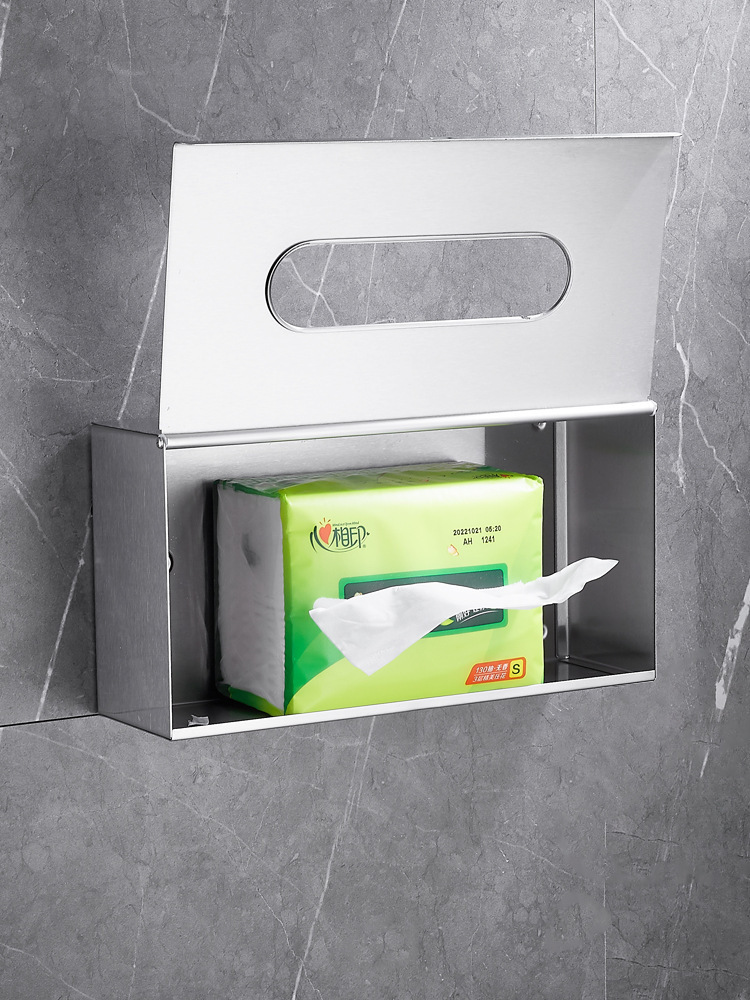 304 stainless steel paper towel box hotel toilet walled hand rinsing cardbox commercial toilet free of punches