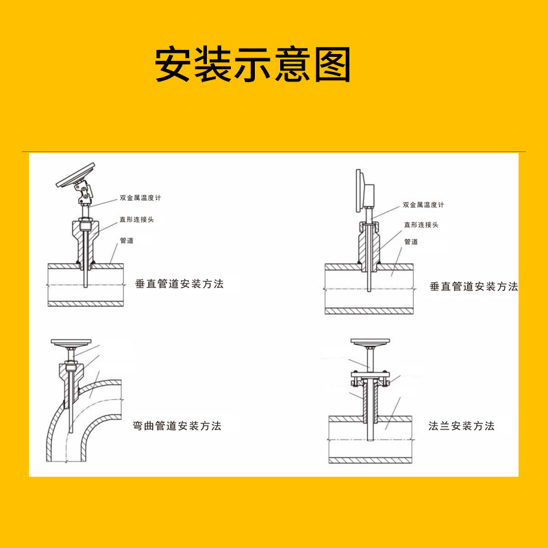 Anhui Tincon stainless steel all-way towards boiler pipe using WSS-481/411 Industrial Double Metal Temperometer