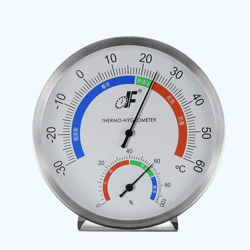 壁掛式不鏽鋼金屬溫溼度計室內溫度計高精度醫院藥房機房溫溼度表