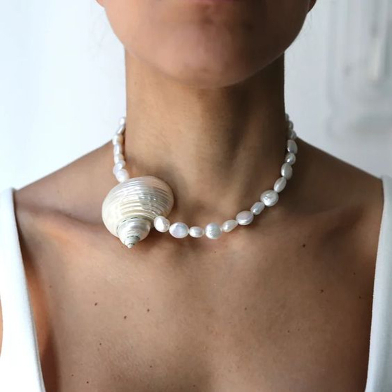 AS Natural Barlock Fresh Water pearl chain, luxury Australian holiday dress, cross-border manual conch neck chain