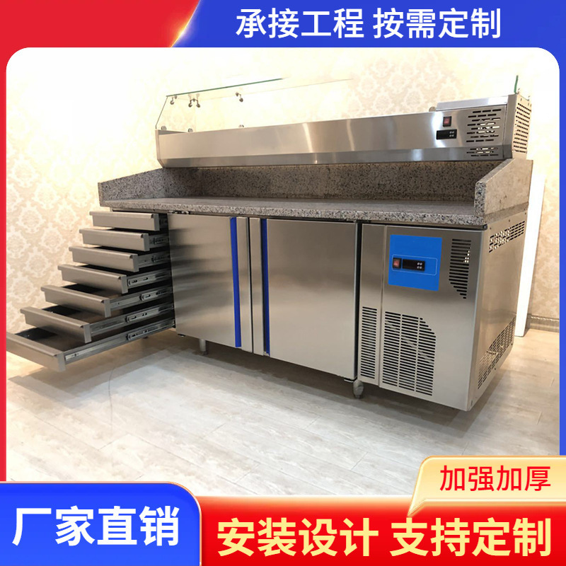 Hotel and kitchen commercial refrigerator operating table of marble and a commercial freezer board