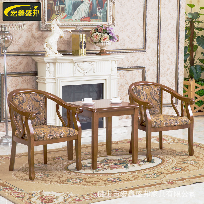 3 new Chinese set of small-wood table chairs for hotel guest chairs and one-man chairs for the balcony.