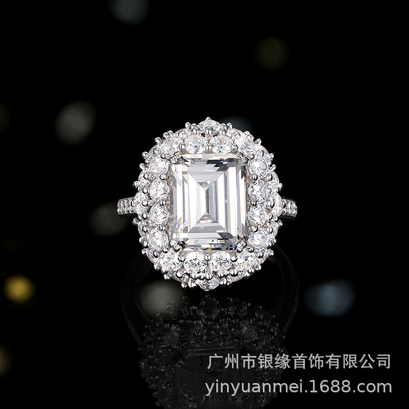 S925 The original silver spring design, the grandmother's green cut ring, has a new high-temperature ring.